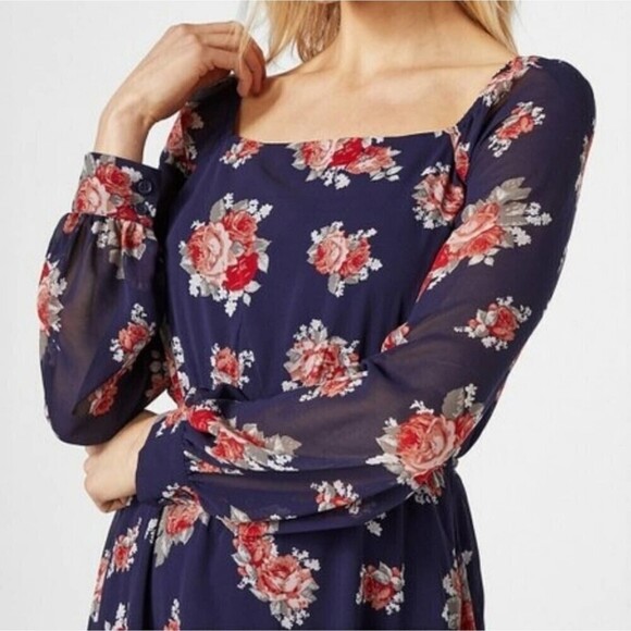 JustFab Navy Floral Mini Dress - Picture 3 of 10